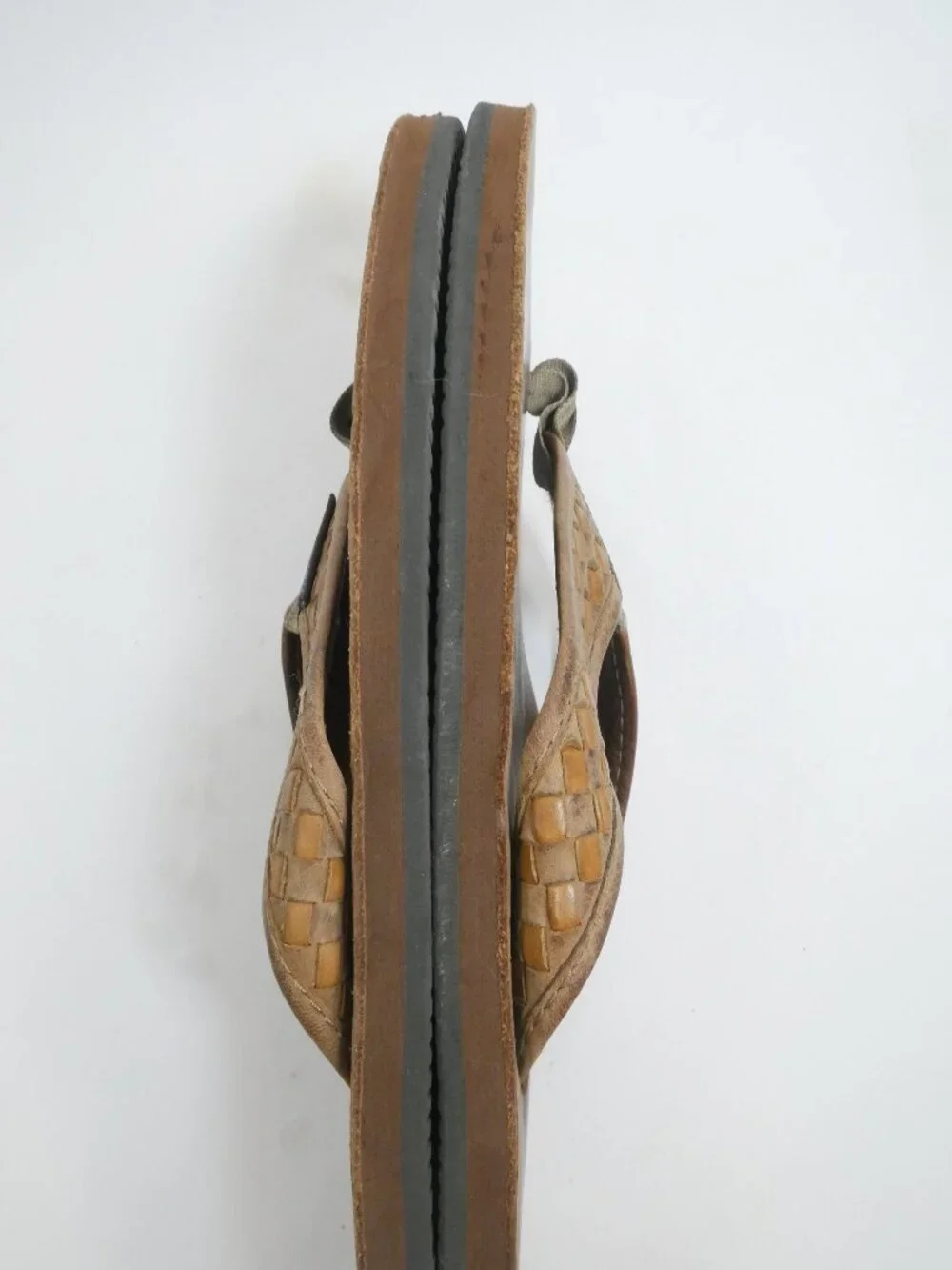 Rainbow Sandals Flip Flops Genuine Leather Large 9.5-10.5 Braided Double Layer